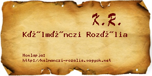 Kálmánczi Rozália névjegykártya